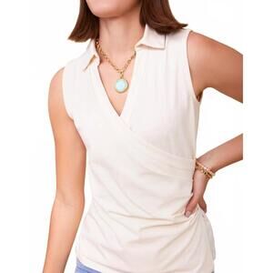 NEW SPARTINA 449 edeline sleeveless wrap top in buttercream